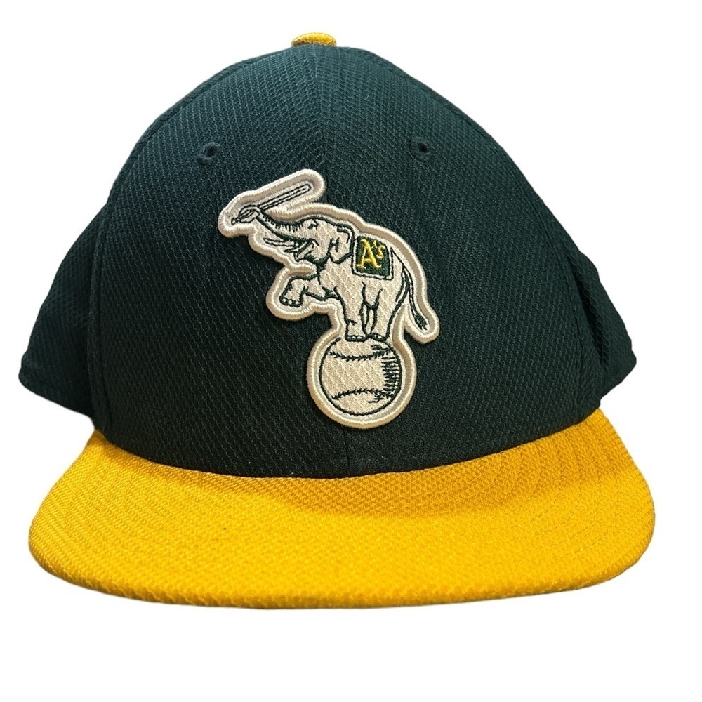 New Era 59Fifty On Field Alternate Logo Oakland A’s Hat Green Yellow‎ Size 7 1/2